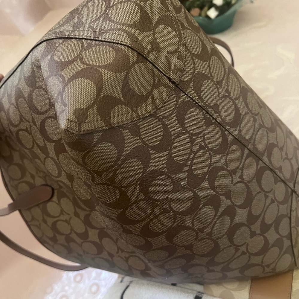Coach Brown Classic Tote with Signature Pattern